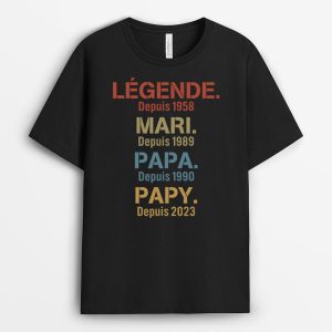 Legende Mari Papa Papy Simple – Cadeau Personnalise  T-shirt pour Homme Legende Mari Papa Papy Simple – Cadeau Personnalise  T-shirt pour Homme