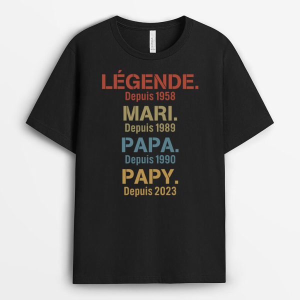 Legende Mari Papa Papy Simple – Cadeau Personnalise  T-shirt pour Homme