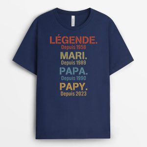 Legende Mari Papa Papy Simple – Cadeau Personnalise  T-shirt pour Homme Legende Mari Papa Papy Simple – Cadeau Personnalise  T-shirt pour Homme
