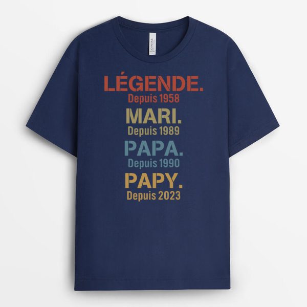 Legende Mari Papa Papy Simple – Cadeau Personnalise  T-shirt pour Homme