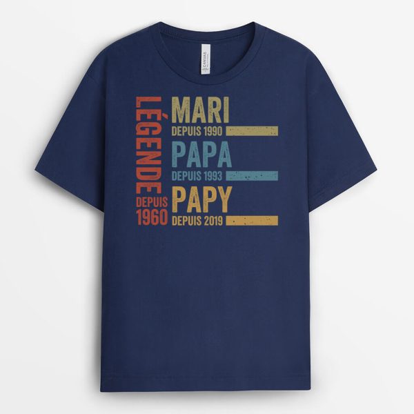 Legende Mari Papa Papy Version Desordre – Cadeau Personnalise  T-shirt pour Homme