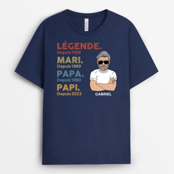 Legende, Mari, Papa et Papy – Cadeau Personnalise  T-shirt pour Homme