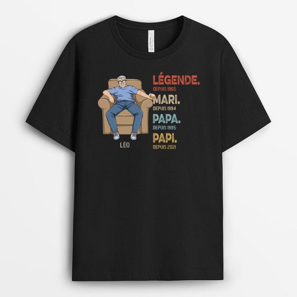 Legende, Vintage – Cadeau Personnalise  T-shirt pour PapaPapi