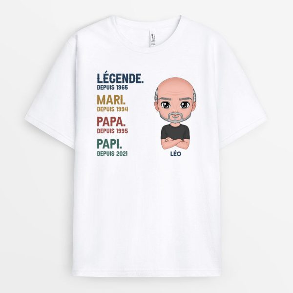 Legende, Vintage – Cadeau Personnalise  T-shirt pour PapiPapa