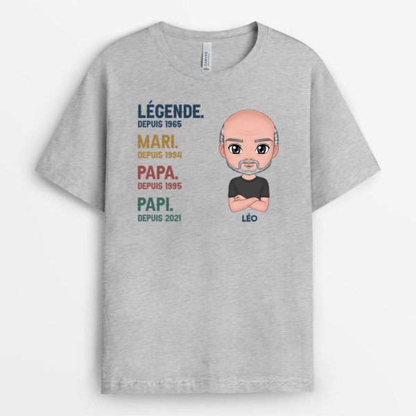 Legende, Vintage – Cadeau Personnalise  T-shirt pour PapiPapa