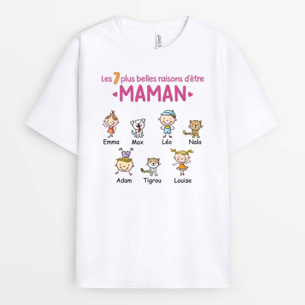 Les 7 Plus Belles Raisons d’Etre Mamie – Cadeau Personnalise  T-shirt pour Mamie