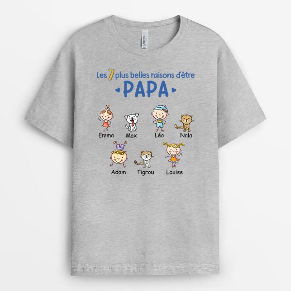 Les 7 Plus Belles Raisons d’Etre Papy – Cadeau Personnalise  T-shirt pour Papy