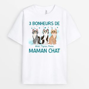Les Bonheurs – Cadeau Personnalise T-shirt pour Amoureux des Chats Les Bonheurs – Cadeau Personnalise T-shirt pour Amoureux des Chats