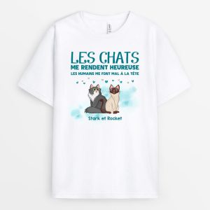 Les Chats Me Rendent Heureux – Cadeau Personnalise T-shirt pour Amoureux des chats Les Chats Me Rendent Heureux – Cadeau Personnalise T-shirt pour Amoureux des chats