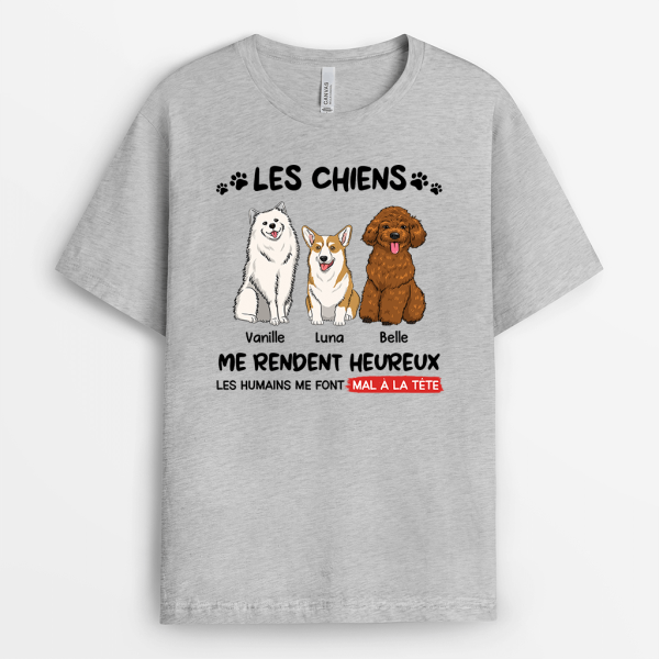 Les Chiens Me Rendent Heureux Empreinte – Cadeau Personnalise  T-shirt pour Amoureux des Animaux