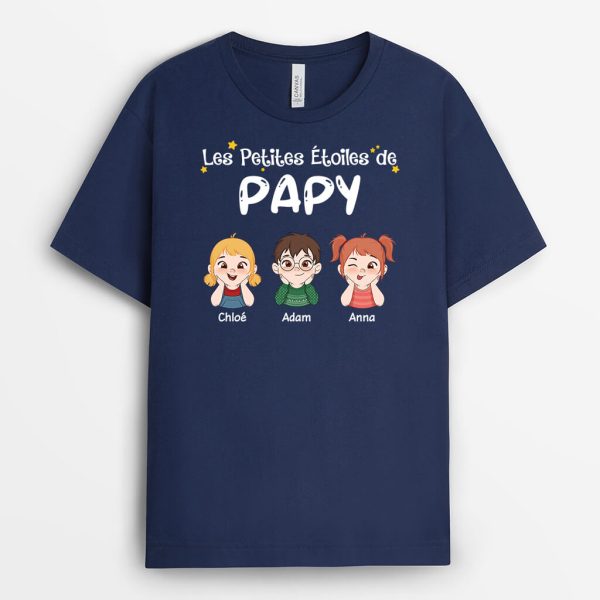 Les Petites Etoiles De PapaPapy Version Mignonne – Cadeau Personnalise  T-shirt pour Homme