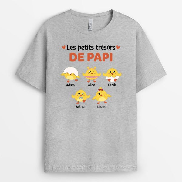 Les Petits Tresors de Papi Papa – Cadeau Personnalise  T-shirt pour Papa Papi