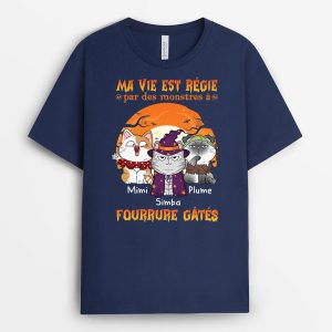 Ma Vie Est Regie Par Un Monstre A Fourrure Gate – Cadeau Personnalise  T-shirt pour Amoureux des animaux