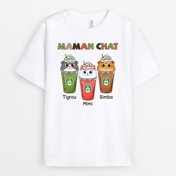 Maman Chat – Cadeau Personnalise  T-shirt pour Amoureux des chats