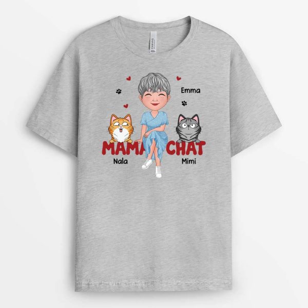 Maman Chat – Cadeau Personnalise  T-shirt pour Femme