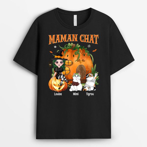 Maman Chat Deguisement pour Halloween – Cadeau Personnalise  T-shirt pour Amoureux des animaux