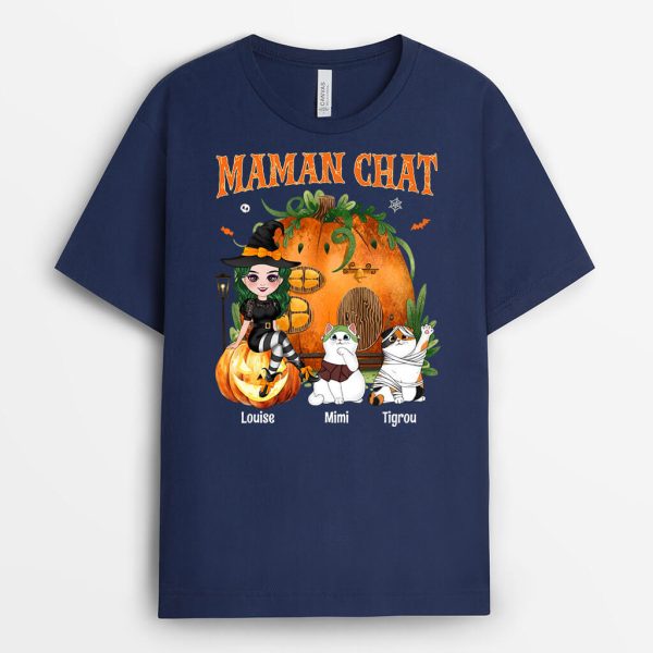 Maman Chat Deguisement pour Halloween – Cadeau Personnalise  T-shirt pour Amoureux des animaux