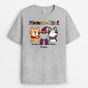 Maman Chat Mimi Motif Halloween – Cadeau Personnalise  T-shirt pour Amoureux des animaux