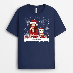 Maman Chat Motif Rouge Noel – Cadeau Personnalise T-shirt pour Noel Maman Chat Motif Rouge Noel – Cadeau Personnalise T-shirt pour Noel