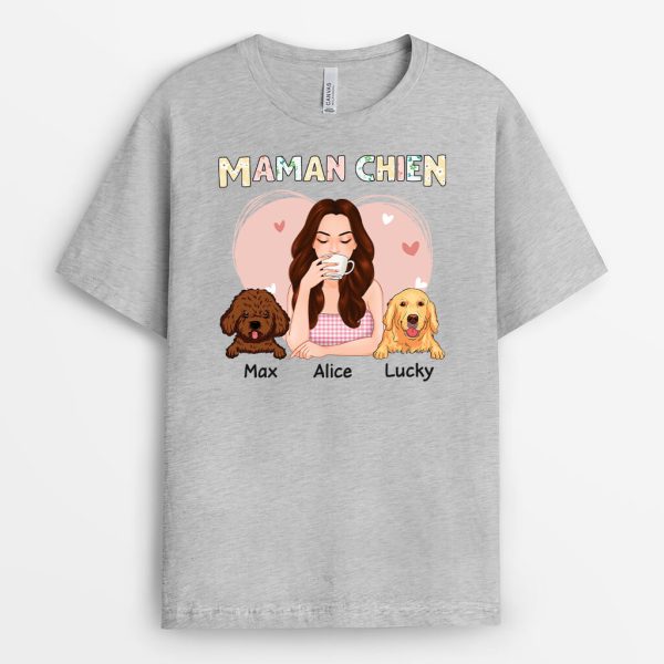 Maman Chien Style Floral – Cadeau Personnalise  T-shirt pour Amoureux des Animaux