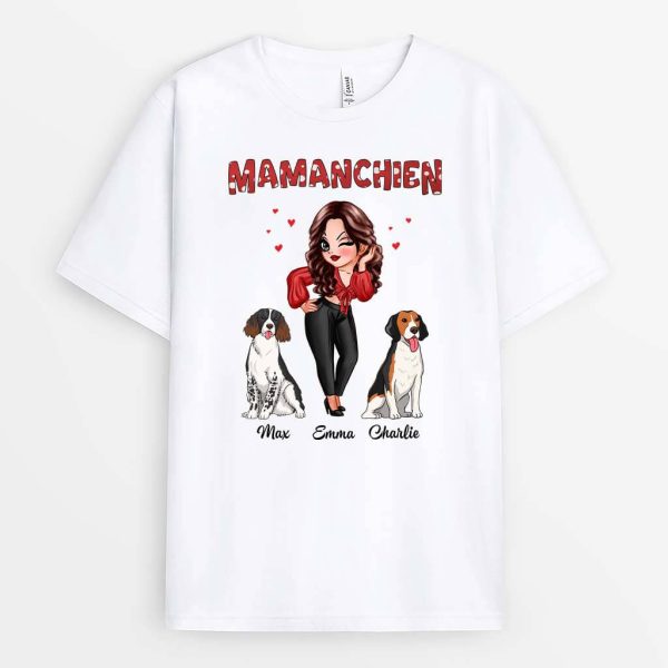 Maman Chien Stylee – Cadeau Personnalise  T-shirt pour Femme