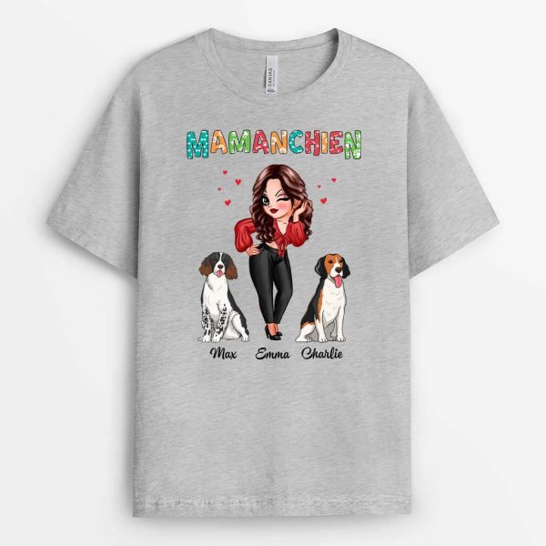 Maman Chien Stylee – Cadeau Personnalise  T-shirt pour Femme