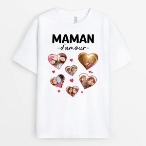 Maman DAmour Coeur Avec Photos Cadeau Personnalise T shirt pour Maman 1