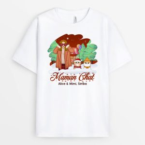 Maman De Chat Noel Cadeau Personnalise T shirt pour Noel 1