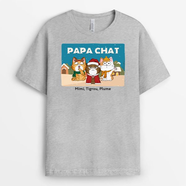 Maman De ChatPapa De Chat Version Noel – Cadeau Personnalise  T-shirt pour Noel