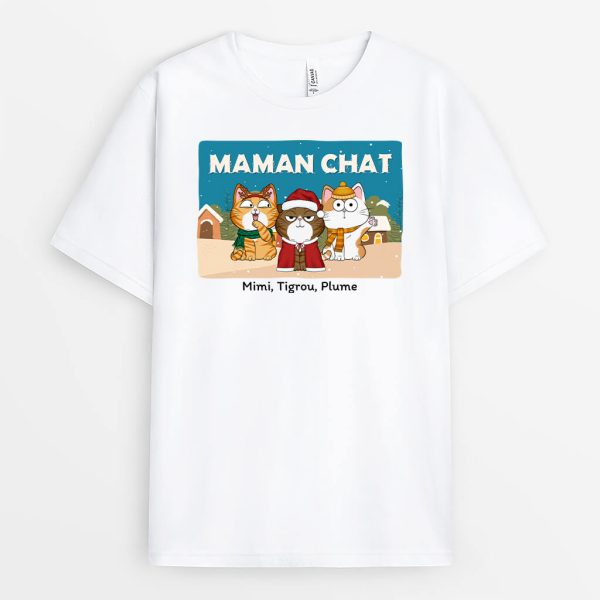 Maman De ChatPapa De Chat Version Noel – Cadeau Personnalise  T-shirt pour Noel