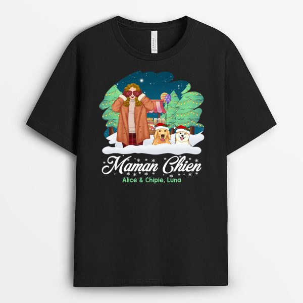 Maman De Chien Noel – Cadeau Personnalise  T-shirt pour Noel