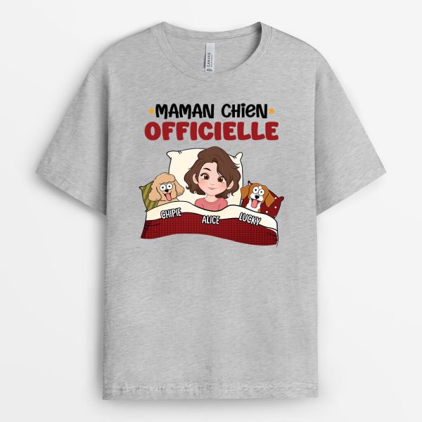 Maman De Chien Officielle  Papa De Chien Officiel – Cadeau Personnalise  T-shirt pour Amoureux des animaux