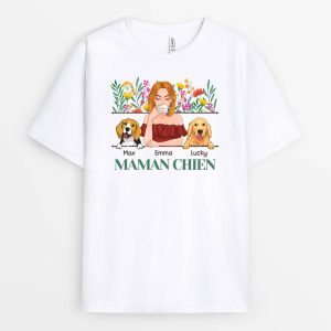 Maman De Chien Version Fleur – Cadeau Personnalise  T-shirt pour Amoureux des animaux Maman De Chien Version Fleur – Cadeau Personnalise  T-shirt pour Amoureux des animaux