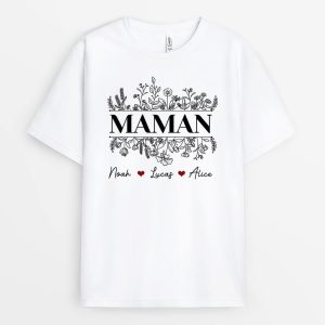 Maman Floral – Cadeau Personnalise  T-shirt pour Maman Maman Floral – Cadeau Personnalise  T-shirt pour Maman