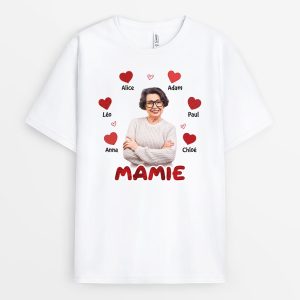 Maman Mamie Motif Coeur Rouge – Cadeau Personnalise  T-shirt pour Femme Maman Mamie Motif Coeur Rouge – Cadeau Personnalise  T-shirt pour Femme