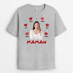 Maman Mamie Motif Coeur Rouge – Cadeau Personnalise  T-shirt pour Femme Maman Mamie Motif Coeur Rouge – Cadeau Personnalise  T-shirt pour Femme
