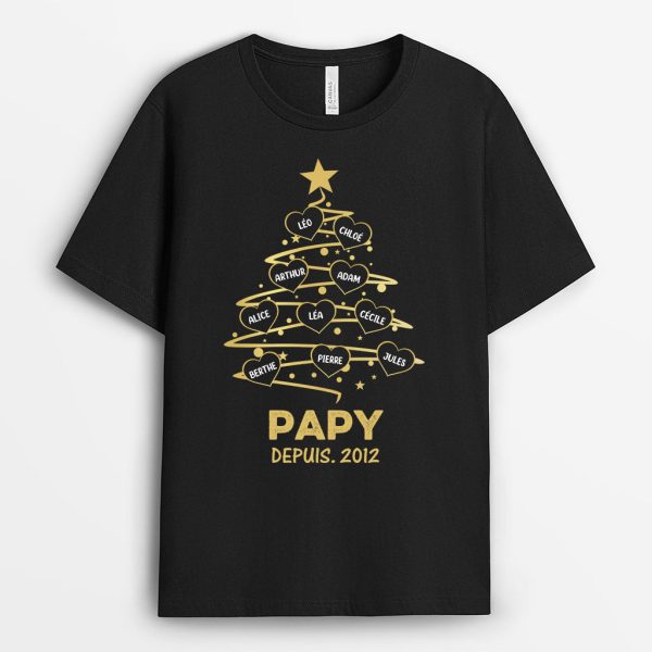 Maman Papa – Cadeau Personnalise  T-shirt pour Maman Mamie Papa Papi Noel