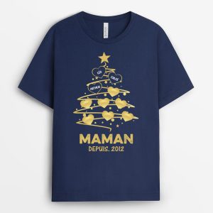 Maman Papa Cadeau Personnalise T shirt pour Maman Mamie Papa Papi Noel 3