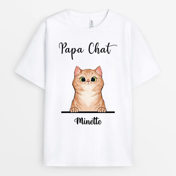 Maman Papa Chat – Cadeau Personnalise  T-shirt pour Amoureux des Chats