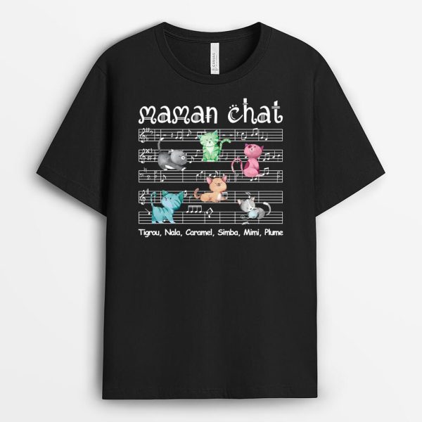 MamanPapa De Chat Musique – Cadeau Personnalise  T-shirt pour Amoureux des animaux