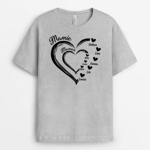 Mamie Avec Coeur Rouge – Cadeau Personnalise  T-shirt Pour Mamie Mamie Avec Coeur Rouge – Cadeau Personnalise  T-shirt Pour Mamie