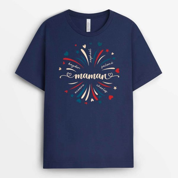 Mamie Avec Couleurs De La France – Cadeau Personnalise  T-shirt pour Mamie