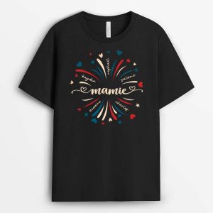 Mamie Avec Couleurs De La France – Cadeau Personnalise  T-shirt pour Mamie