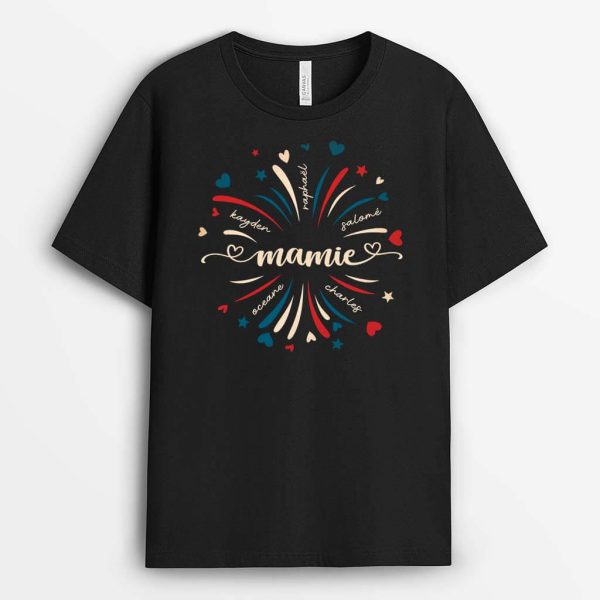 Mamie Avec Couleurs De La France – Cadeau Personnalise  T-shirt pour Mamie