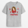 Mamie Charmante Avec Coeur Rouge – Cadeau Personnalise  T-shirt pour Mamie