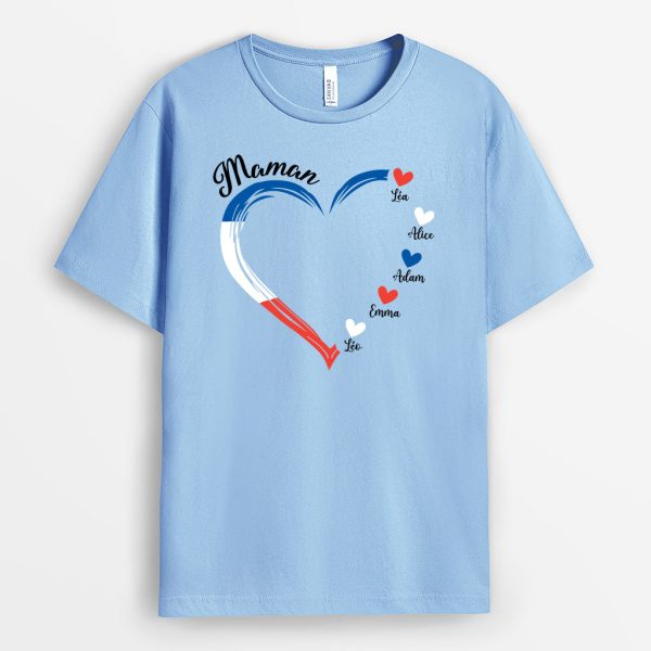 Mamie Coeur Drapeau Francais – Cadeau Personnalise  T-shirt pour Mamie