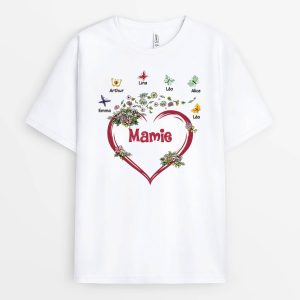Mamie Coeur Nature – Cadeau Personnalise  T-shirt pour Mamie Mamie Coeur Nature – Cadeau Personnalise  T-shirt pour Mamie