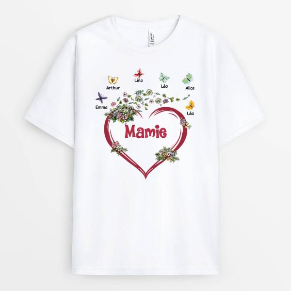 Mamie Coeur Nature – Cadeau Personnalise  T-shirt pour Mamie