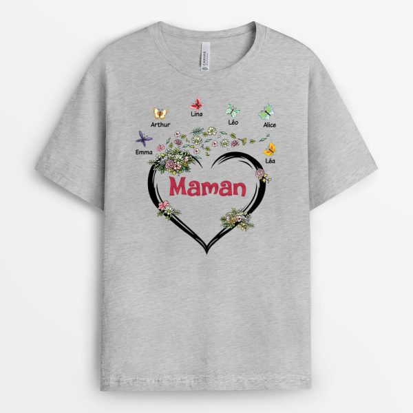 Mamie Coeur Nature – Cadeau Personnalise  T-shirt pour Mamie