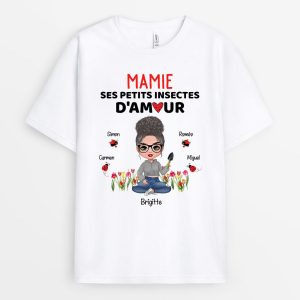 Mamie Et Ses Petits Insectes D’amour – Cadeau Personnalise  T-shirt pour MamanMamie Mamie Et Ses Petits Insectes D’amour – Cadeau Personnalise  T-shirt pour MamanMamie